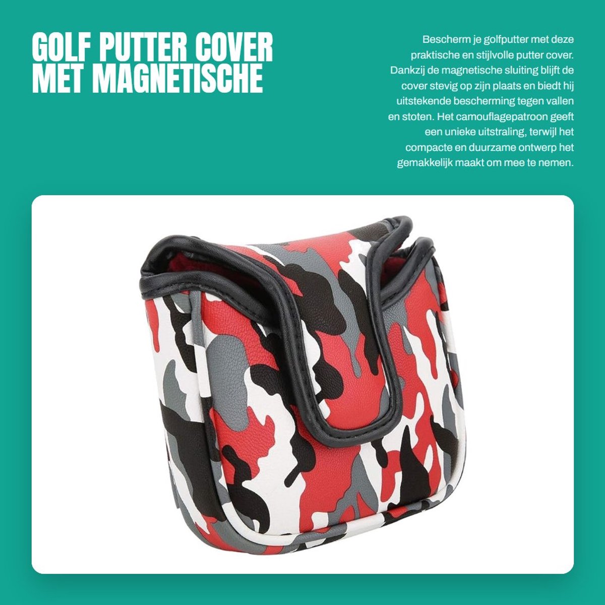 Dailygoods- Putter Cover - Waterdichte PU Golfclub Bescherming - Magnetische Sluiting - Compact en Duurzaam - Camouflagepatroon - Extra Beschermingslaag - Golfclubhoes