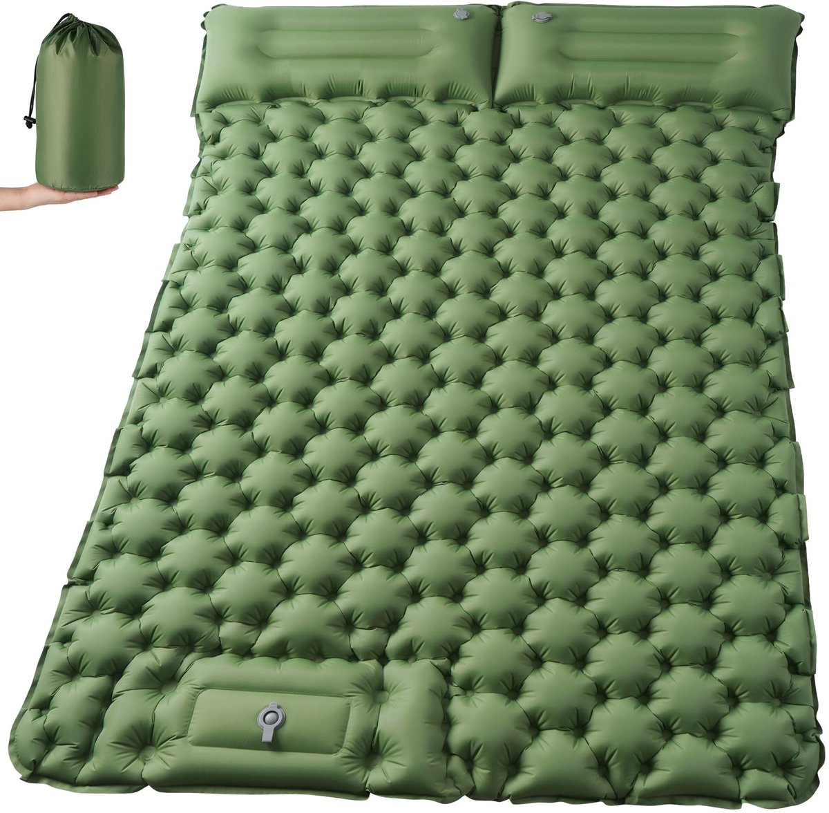 Dailygoods- Slaapmat zelfopblazend - Campingmatras 195 x 68 cm - Ultralicht en draagbaar - Scheurvast 40D-nylon - Inclusief voetpomp en opbergtas
