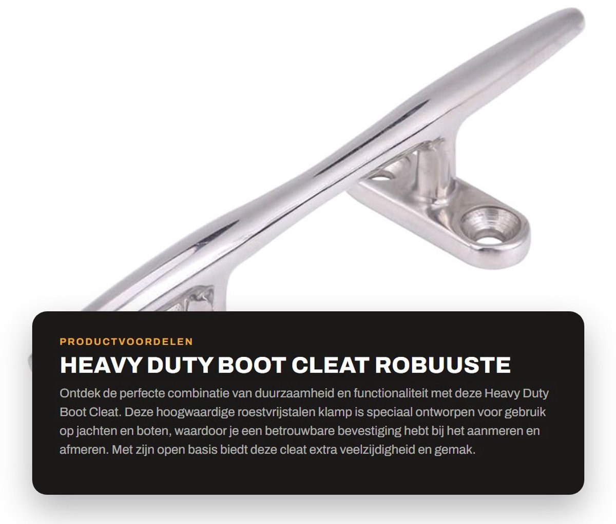 Dailygoods- Dock Cleat Heavy Duty - Roestvrij Staal 316 - Open Basis - 12,5 cm - Nautische Klamp - Zilver - Schokbestendig - Boot Cleat