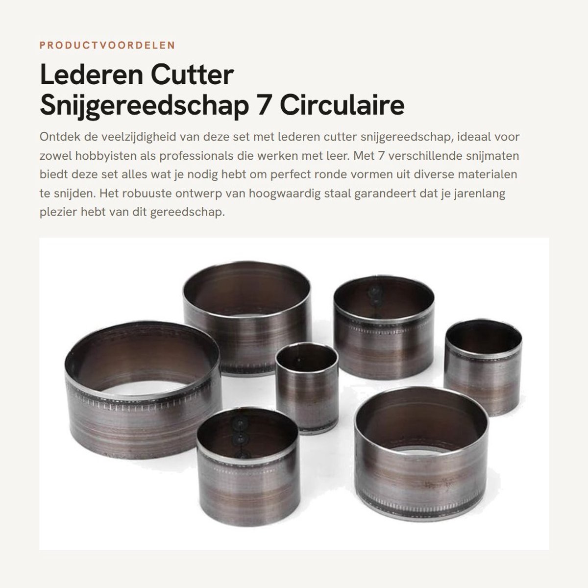 Dailygoods- Snijgereedschap 7-delige Set - Circulaire Snijders - Lederen Perforator - Stalen Ponsen - Handgereedschap - Duurzaam Materiaal - Leerpunt