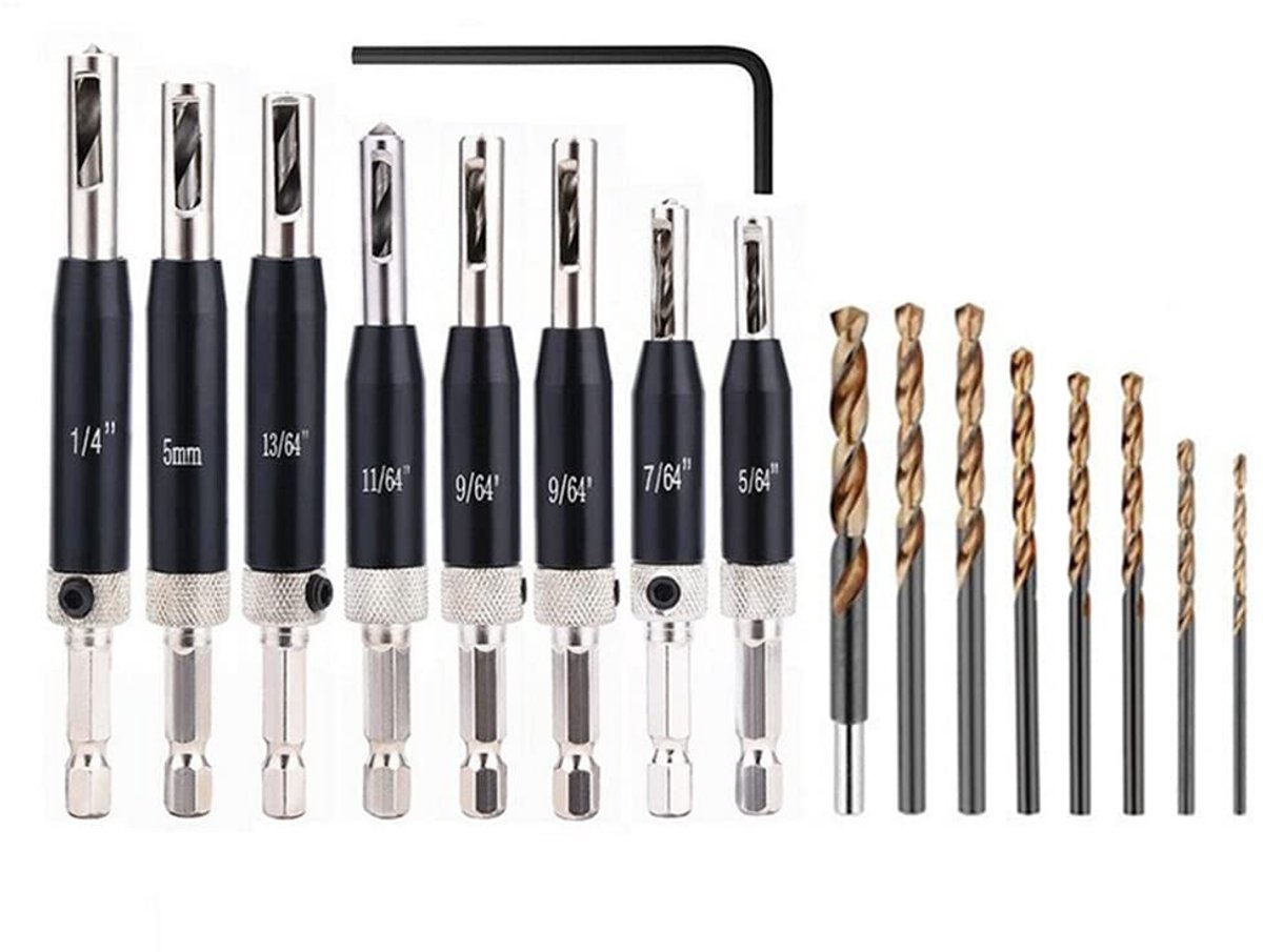 Dailygoods - 17-delige Zelfcentrerende Boorset voor Houtbewerking