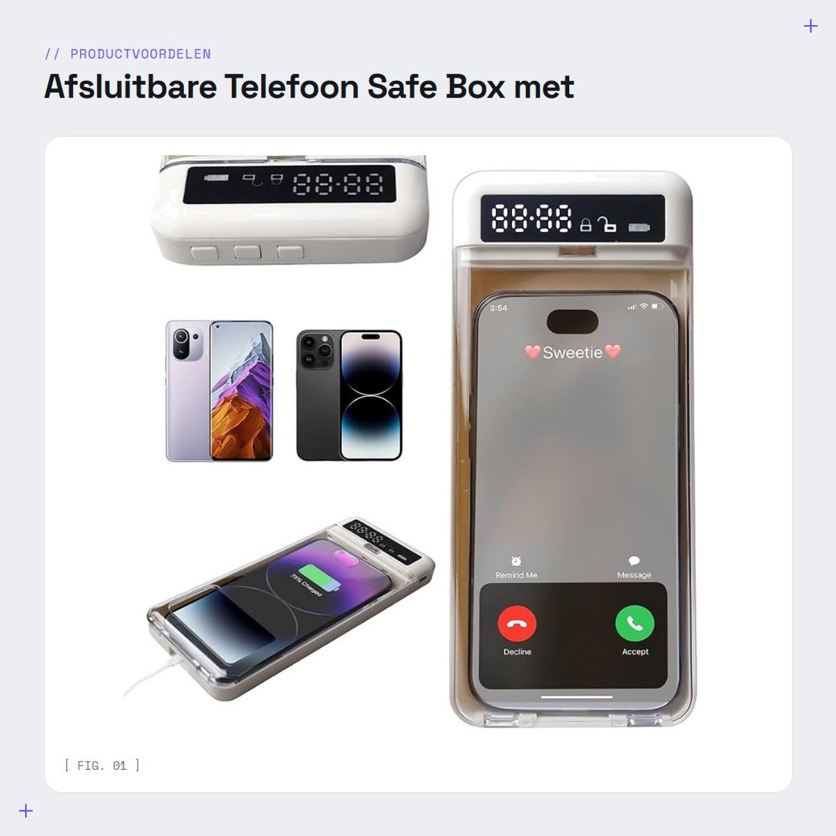Dailygoods- Telefoonslotbox met timer - Afsluitbare Telefoon Kluis - Mobiele Telefoon Gevangenis - PVC Structuur - Noodontgrendeling - Gebruiksvriendelijke Interface - Telefoonkluis