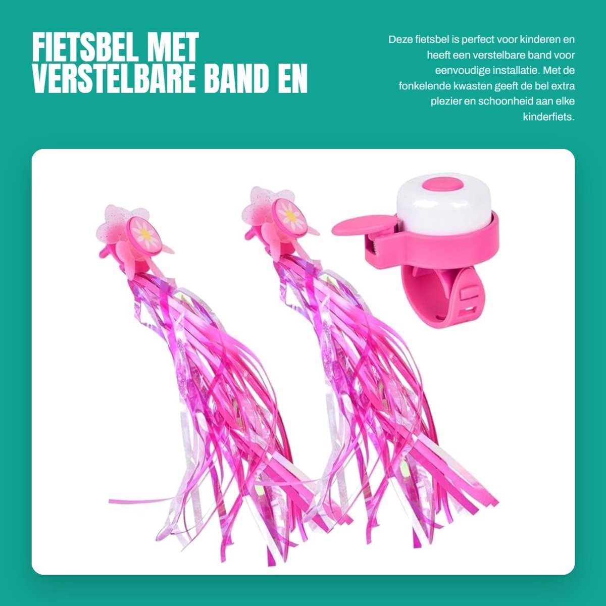 Dailygoods- Fietsbel Kind - Verstelbare Maat - Universele Band - Eenvoudig te Installeren - Geschikt voor Driewielers/Scooters/Fietsen - Luid en Aangenaam Geluid - Fietsaccessoire