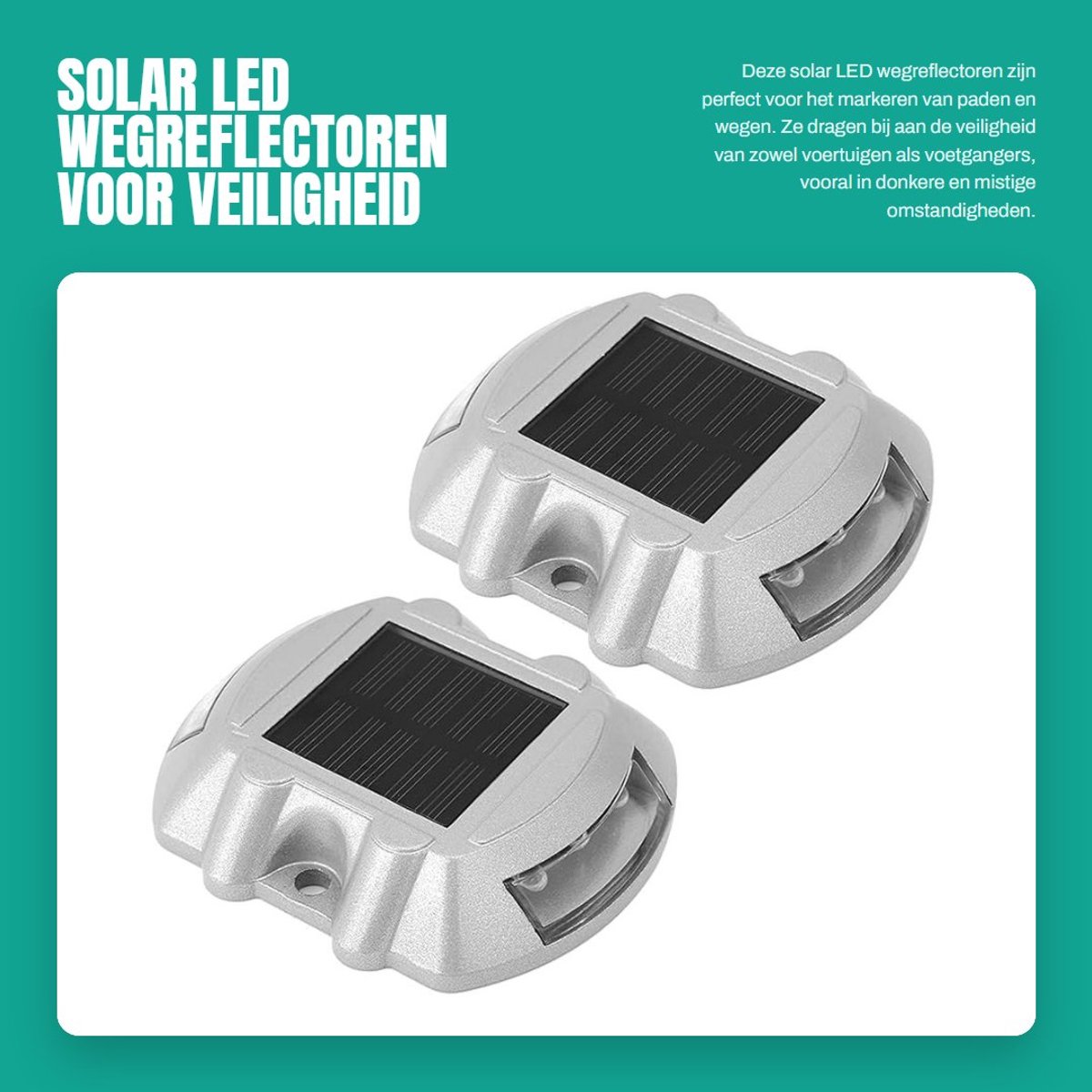 Dailygoods- Wegmarkering LED Reflector - Solar Wegmarkeerlicht - 6 LED Lampen - Waterdicht - Veiligheidsverlichting - Voor Snelwegen/Onverlichte Wegen - Wegreflector