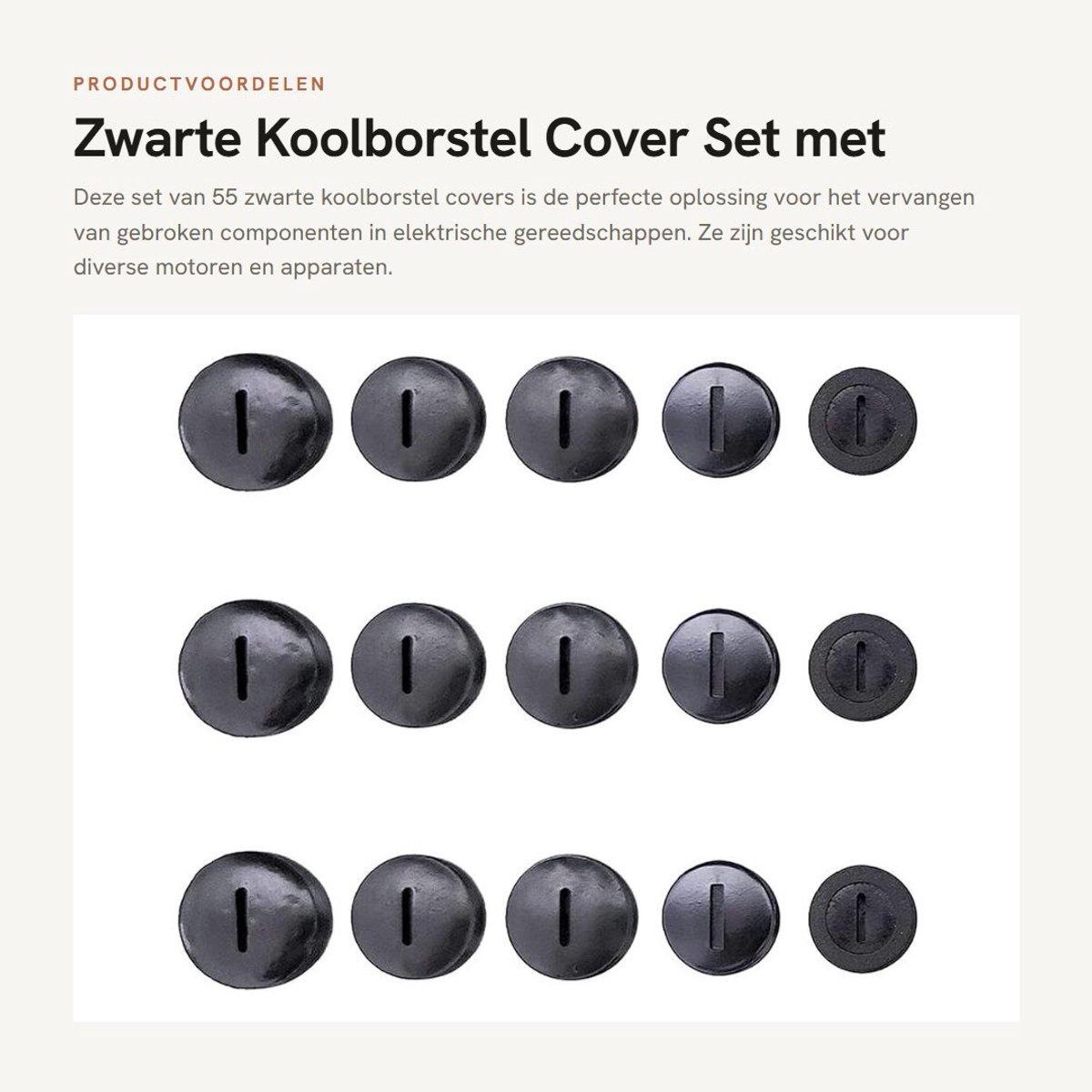 Dailygoods - Zwarte Koolborstel Cover Set met Connector, 55 Stuks