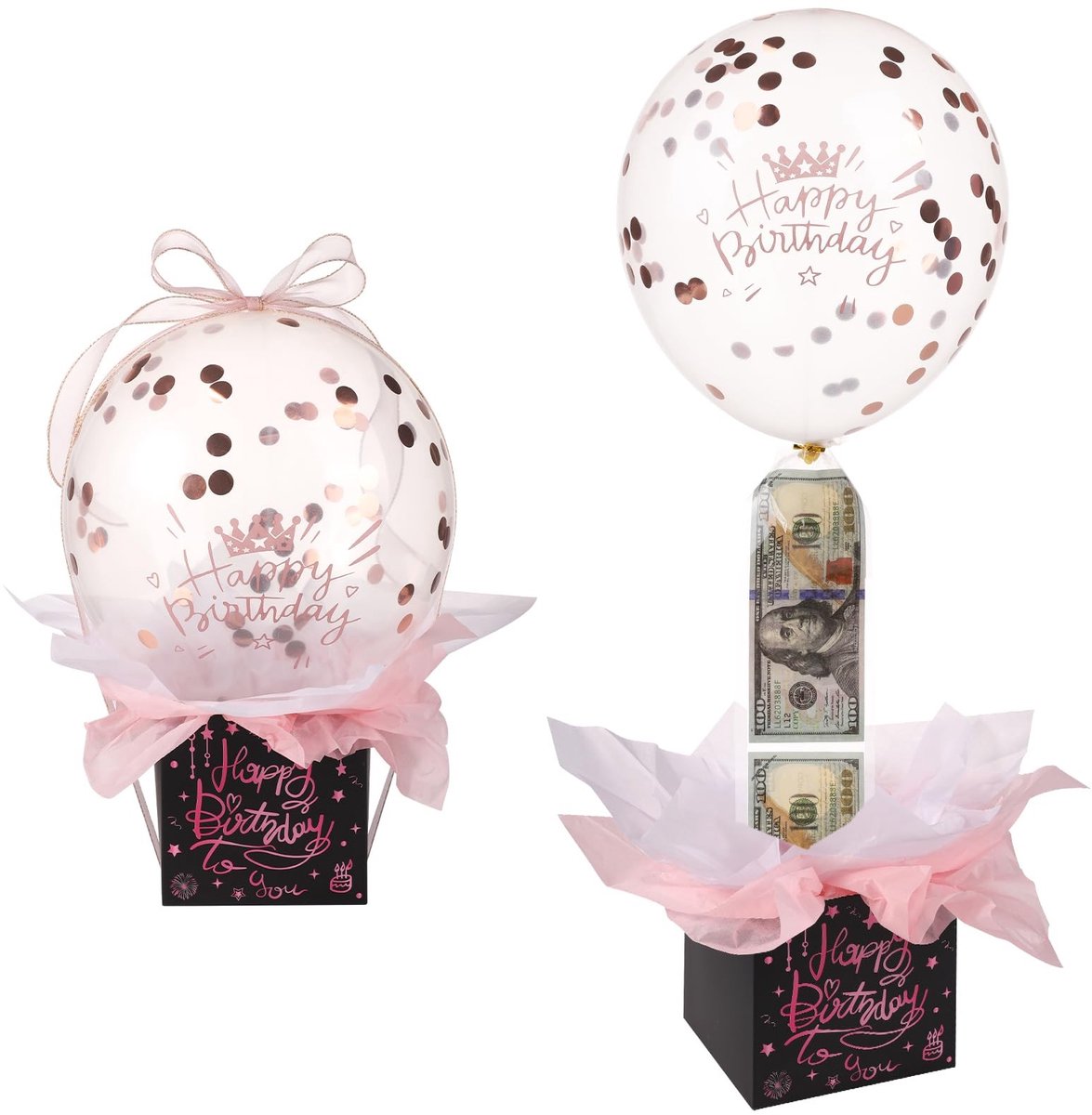 Dailygoods- Geldballondoos Grappige Verjaardagsverrassing - Verjaardagsballonnen - Geldcadeau - Spaarpot - Ballonhouder - Inclusief inpakpapier en geldzakjes - Verjaardagsspaarpot