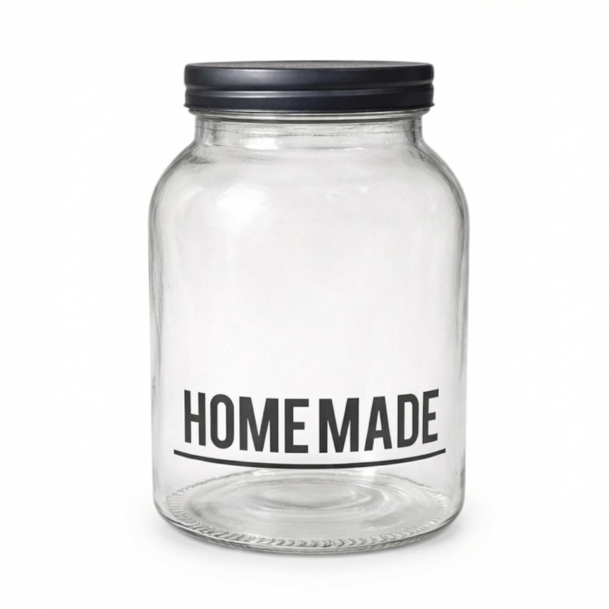 Dailygoods- Voorraadpot 21 cm - Transparante Container - Zwart Schroefdeksel - Grote Opslag voor Koekjes - Stijlvol voor de Keuken - Decoratief en Functioneel - Opbergpot