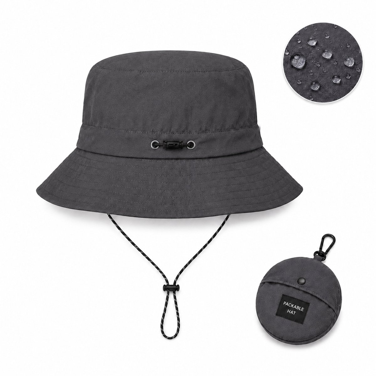 Flipflop Club® Bucket Hat Grijs | Waterdicht Vissershoedje Dames Heren | UV Bescherming | Zonnehoed Regenhoed | Opvouwbaar | Emmerhoed | Festival Strand Outdoor | Unisex