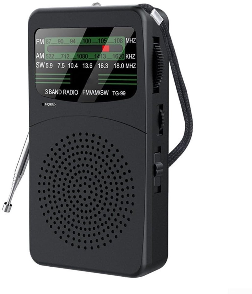 Dailygoods- Bandradio Compact - Draagbare Radio - Multiband-ontvangst - 3 W Luidspreker - Krachtig Geluid - 12,9 x 7 x 3,4 cm