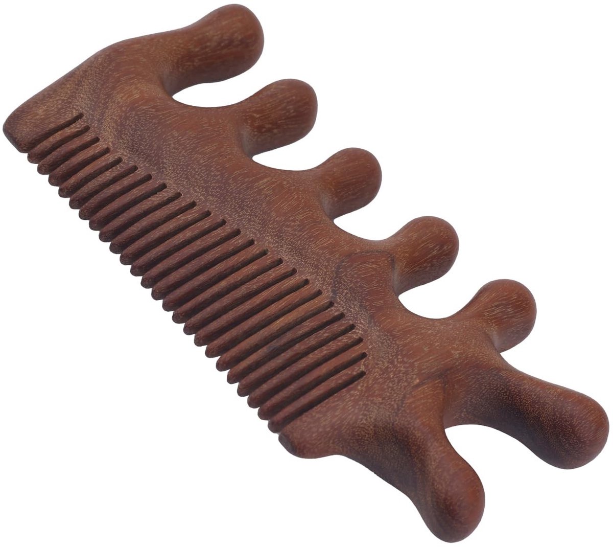 Dailygoods- Hoofdhuidmassagekam Antistatisch - Sandelhout - 2-in-1 - Fijn/Breed Tandontwerp - Haarverzorging - 11,3 x 6 cm - Haarverzorgingskam