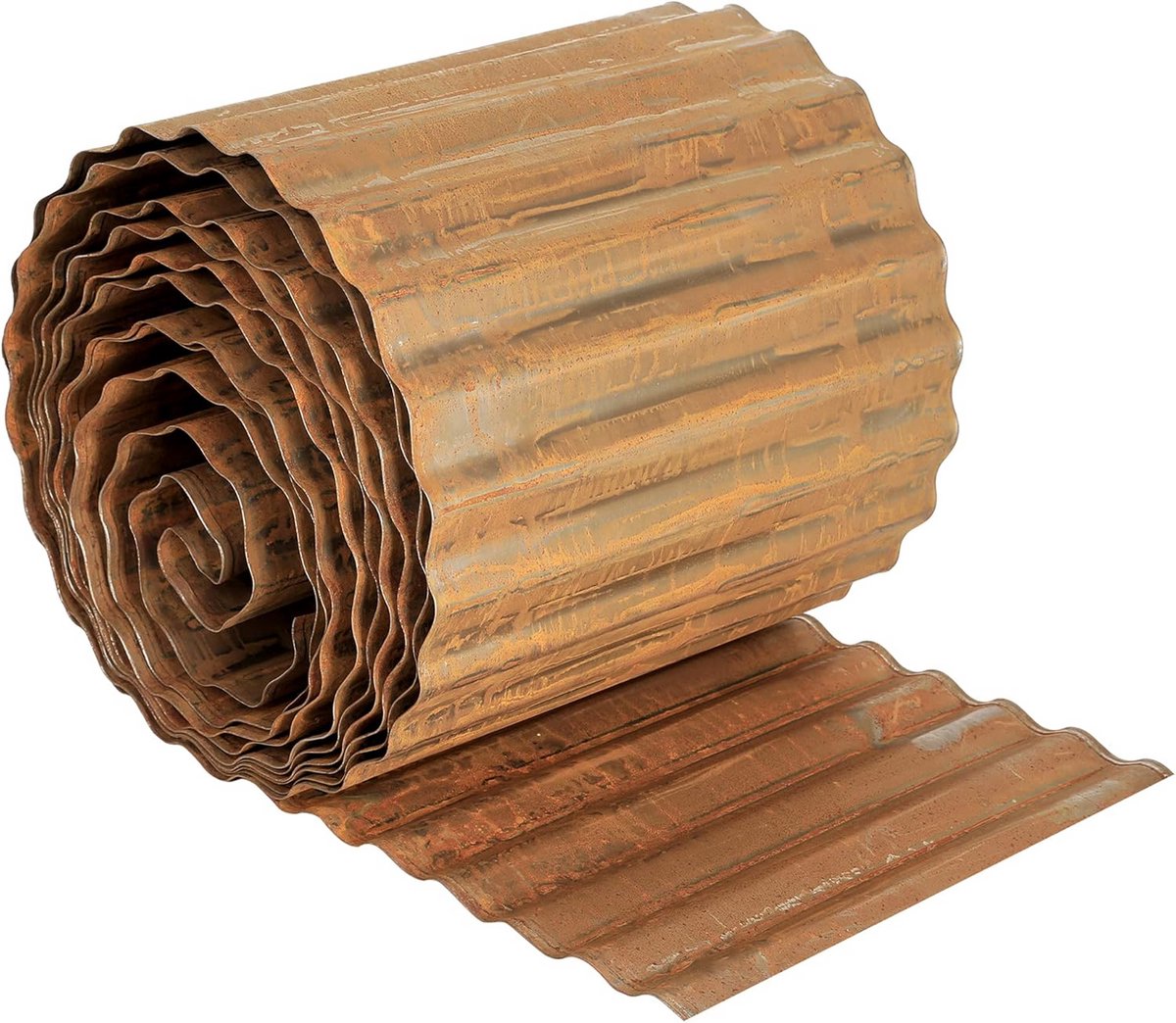 Tuinrand metaal - Gazonrand staal - Bloembedden afscheiden - Voorgeroest patina - 600 cm lang - Roestbruin