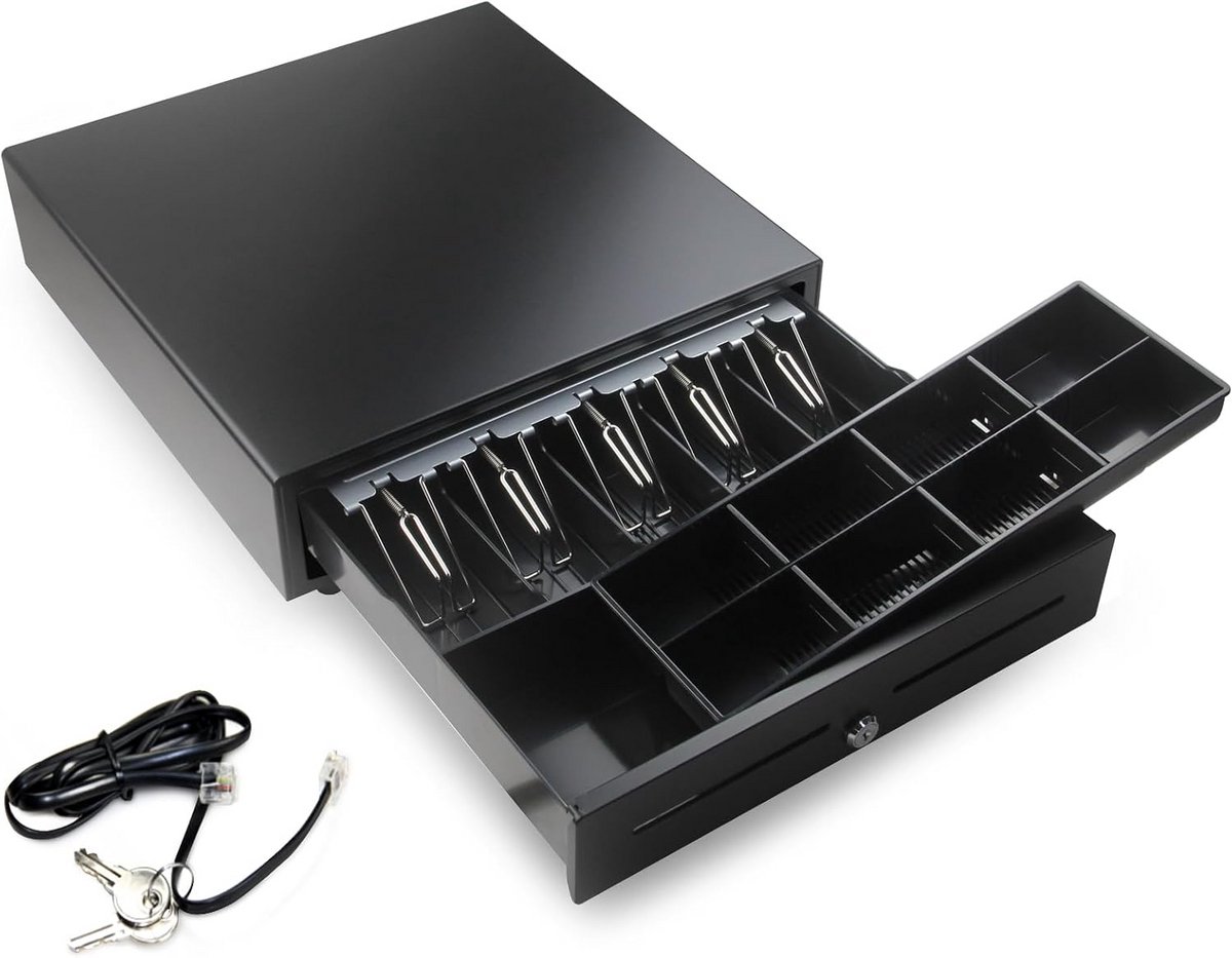 Kassa Lade - Geldlade Kassasysteem - Winkel Transacties - Afneembare Tray - 42x40x10 cm - Zwart
