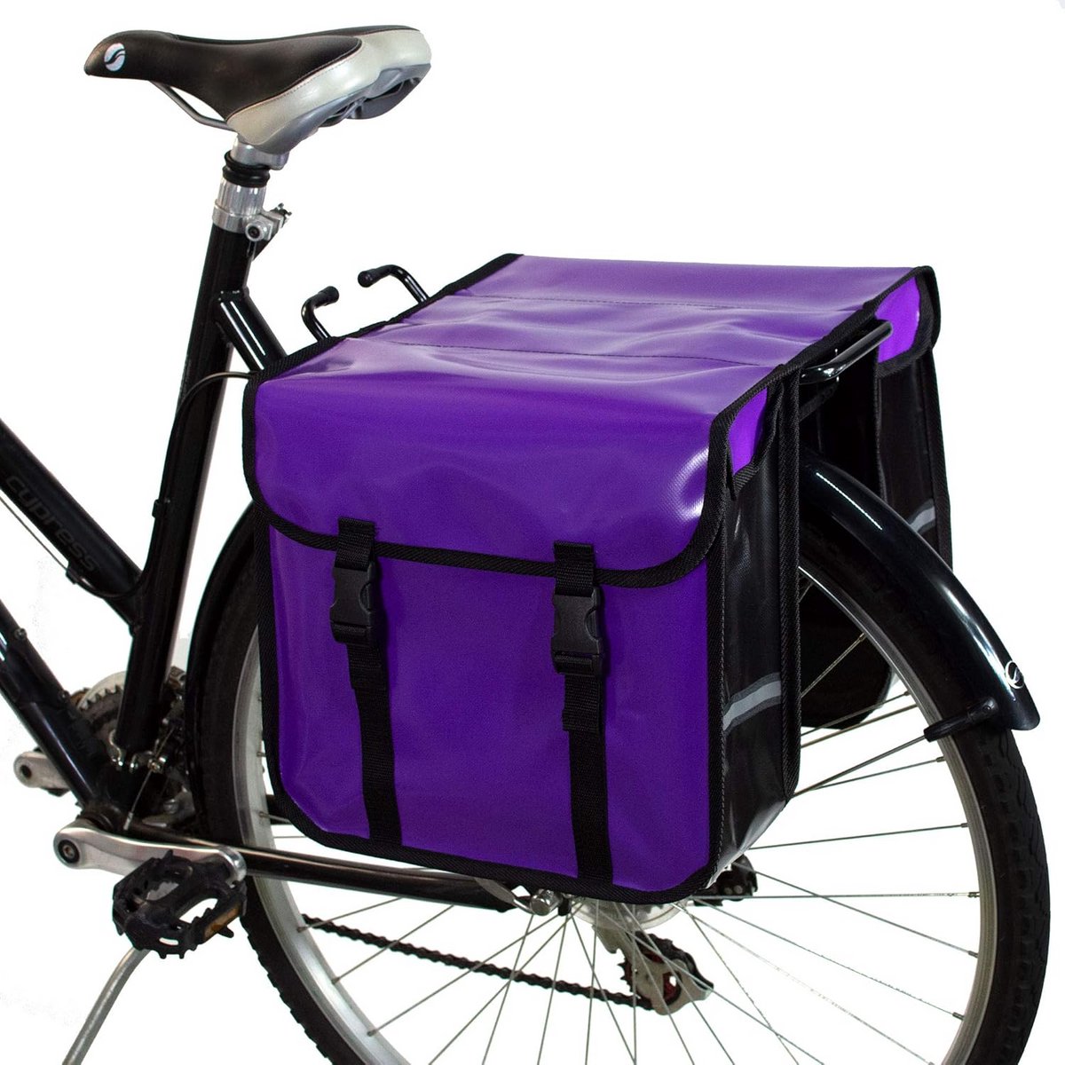 Dubbele Fietstassen - Fietsbagage - Dagelijks Vervoer - Waterdicht Materiaal - 26 Liter - Paars