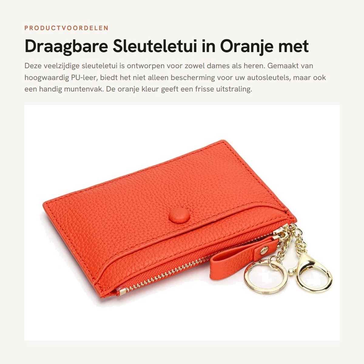 Dailygoods- Sleuteletui met rits - Sleuteltas - Sleutelmapje - Sleutel organizer - Munthouder - Hoogwaardig PU-leer