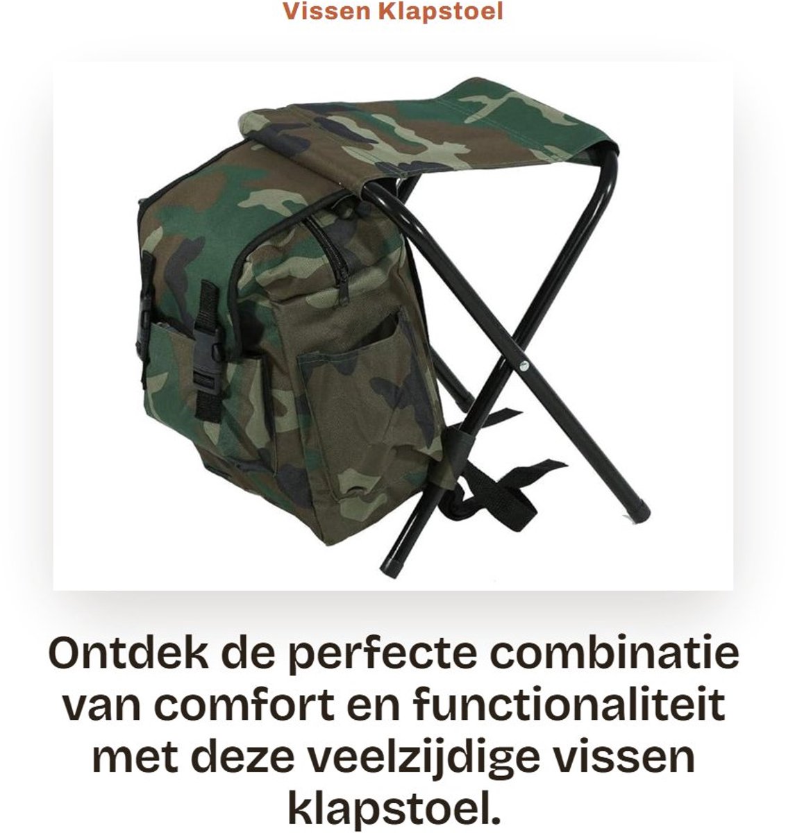 Dailygoods- Visstoel met comfortabele zitting - Opvouwbare Kruk - Opbergtas - Draagbaar - Stalen Buizen - Oxford-Stof - Opvouwbare Stoel
