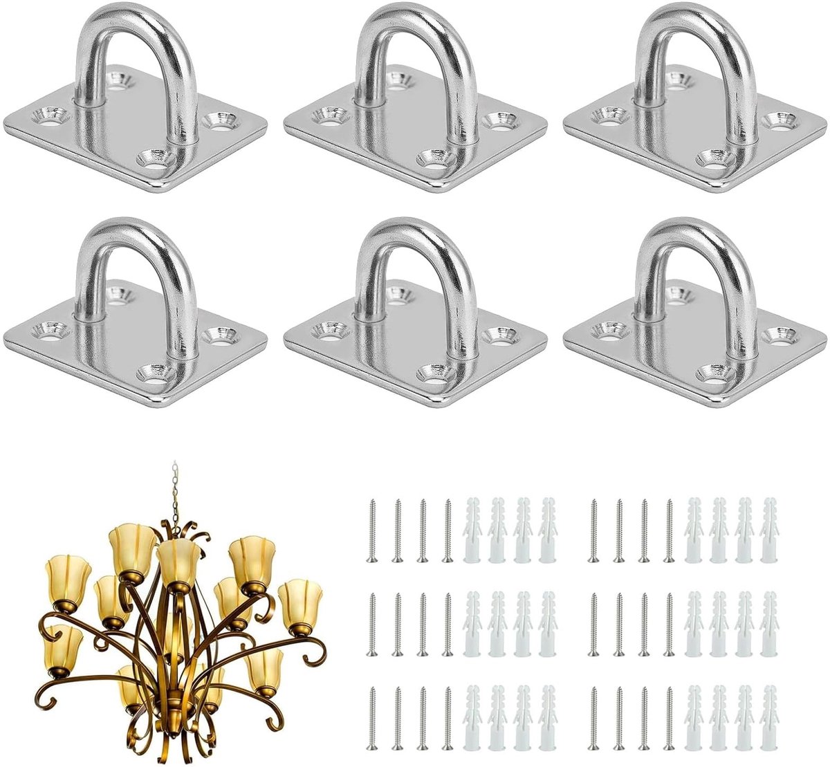 Dailygoods- Oogplaat 6 Stuks - Bevestigingsplaatje - Roestvrij Staal - Inclusief Schroeven