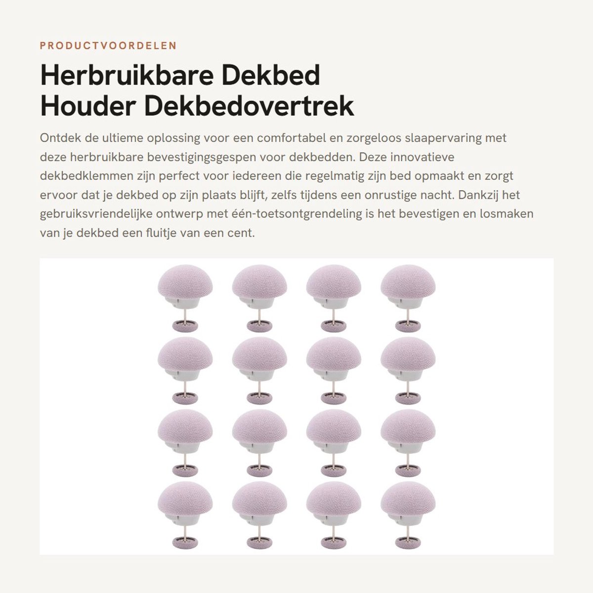 Dailygoods- Bevestigingsgesp 16 Stuks - Herbruikbare Katoenen Dekbed Houder - Antislip Lak