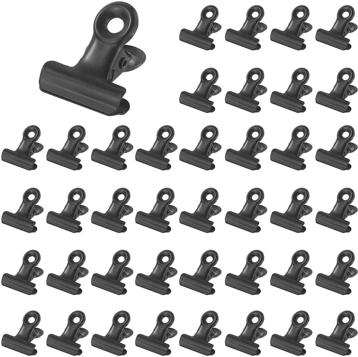 Dailygoods- Bulldog Clips 41 Stuks - Multifunctionele Bindclips - Zwarte Klemmen - Metalen Scharnierclips - 22 mm - Design met Ophanggat