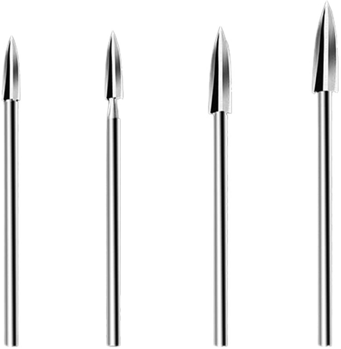 Dailygoods- Houtsnijgereedschap 4 Stuks - Houtgraveerboor - Snijmessenset - HSS-Graveergereedschap - Booraccessoires - Sneldraaistaal, Lichtgewicht Ontwerp