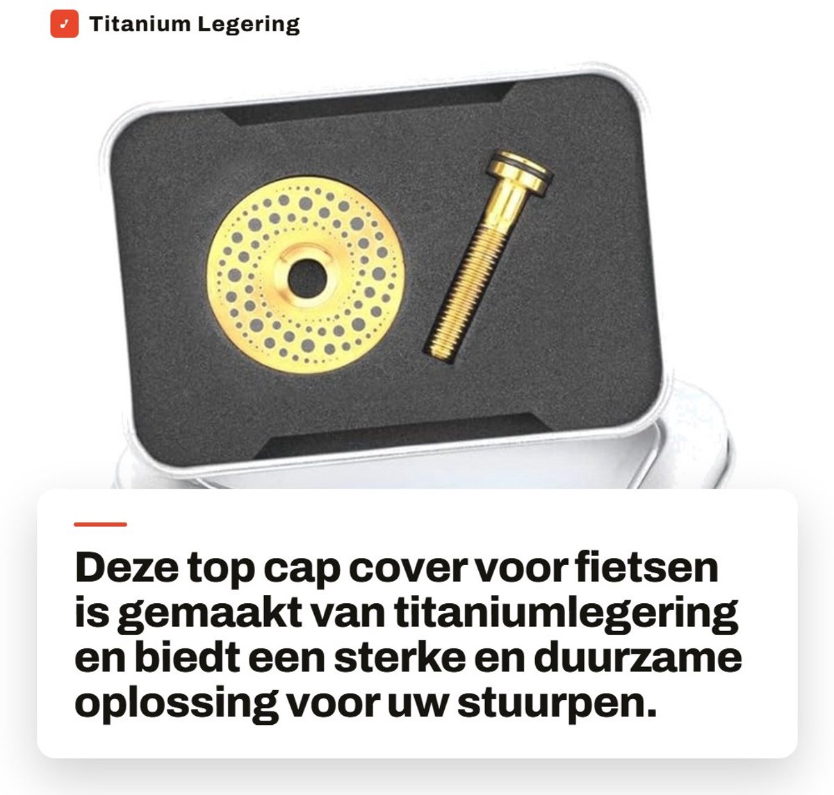 Dailygoods- Stuurpen Top Cap - Titanium Legering - Lichtgewicht 28.6mm - Waterdicht - Fiets Accessoires - Sterk en Duurzaam - Fietsaccessoire