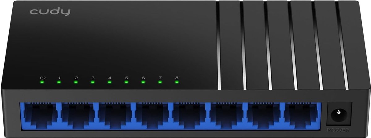 Netwerk Switch - Ethernet Hub - Internet Verbinding - Lange Afstand - 8 Poorten - Zwart
