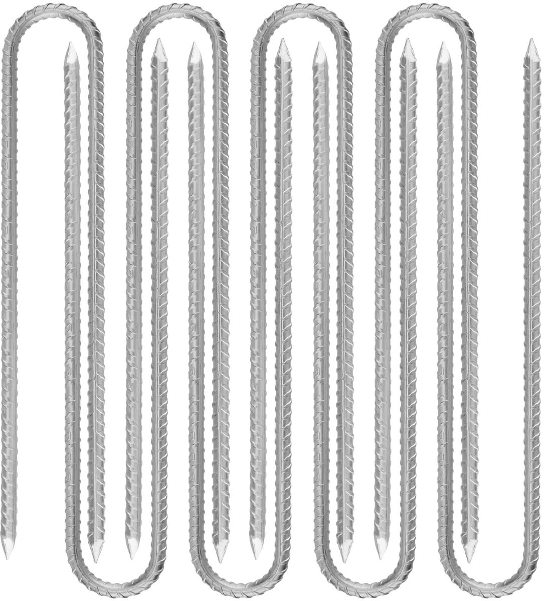 Dailygoods- Grondankers U-vormig 30 cm - Stabiele Haringen - Verzinkt - Stormbestendig - Set van 8 - Geschikt voor Trampoline/Camping - Tentharingen
