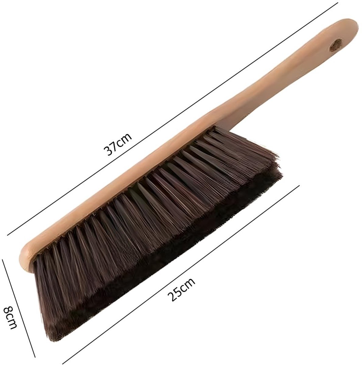 Dailygoods- Autoreinigingsborstel - Houten Handvat - Zachte Borstels - Natuurlijk Haar - Universeel Gebruik - Afmetingen 37x8x25 cm - Reinigingsborstel
