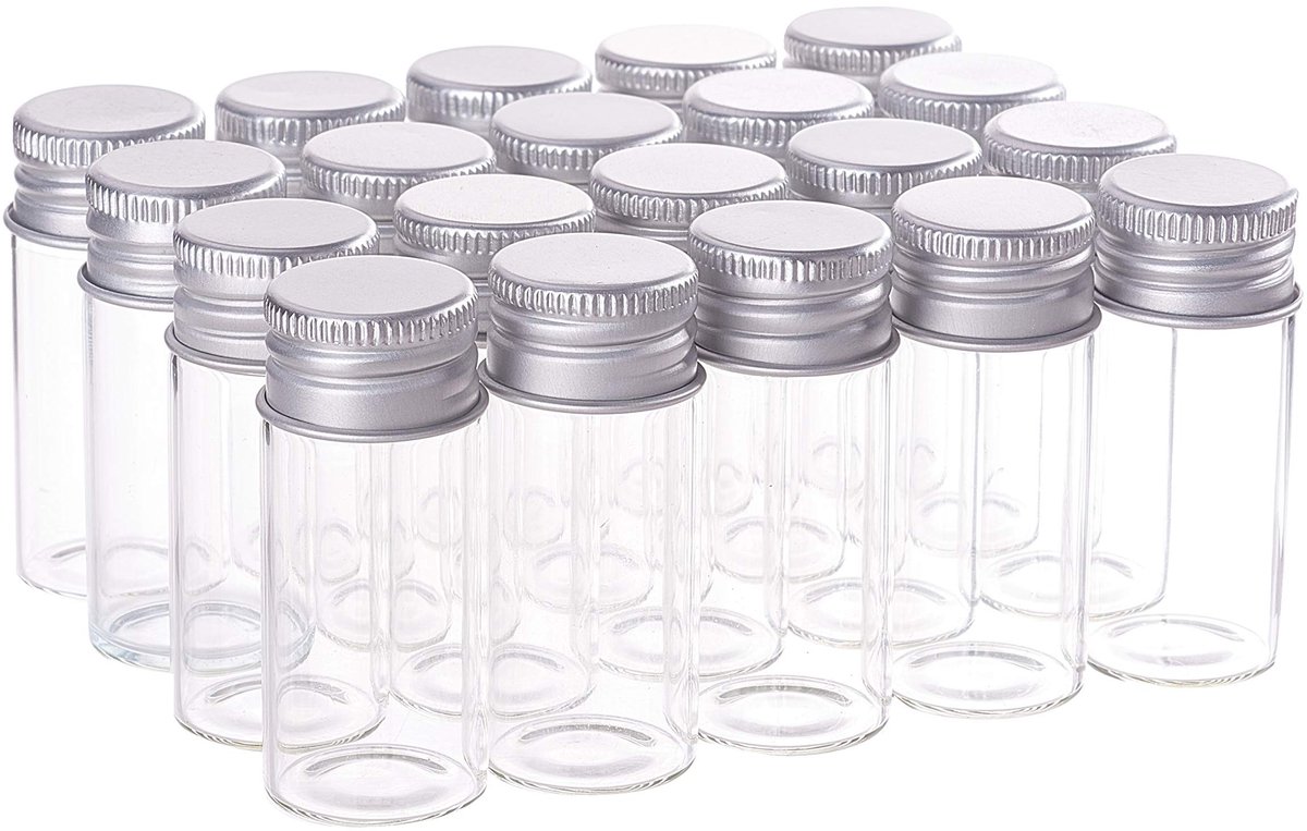 Dailygoods- Glazen Flesjes 20 Stuks - 10 ml Helder - Aluminium Schroefdop - Lege Monsterglazen - Opslag voor Kruiden - Bruiloft Decoratie - Monsterflesjes