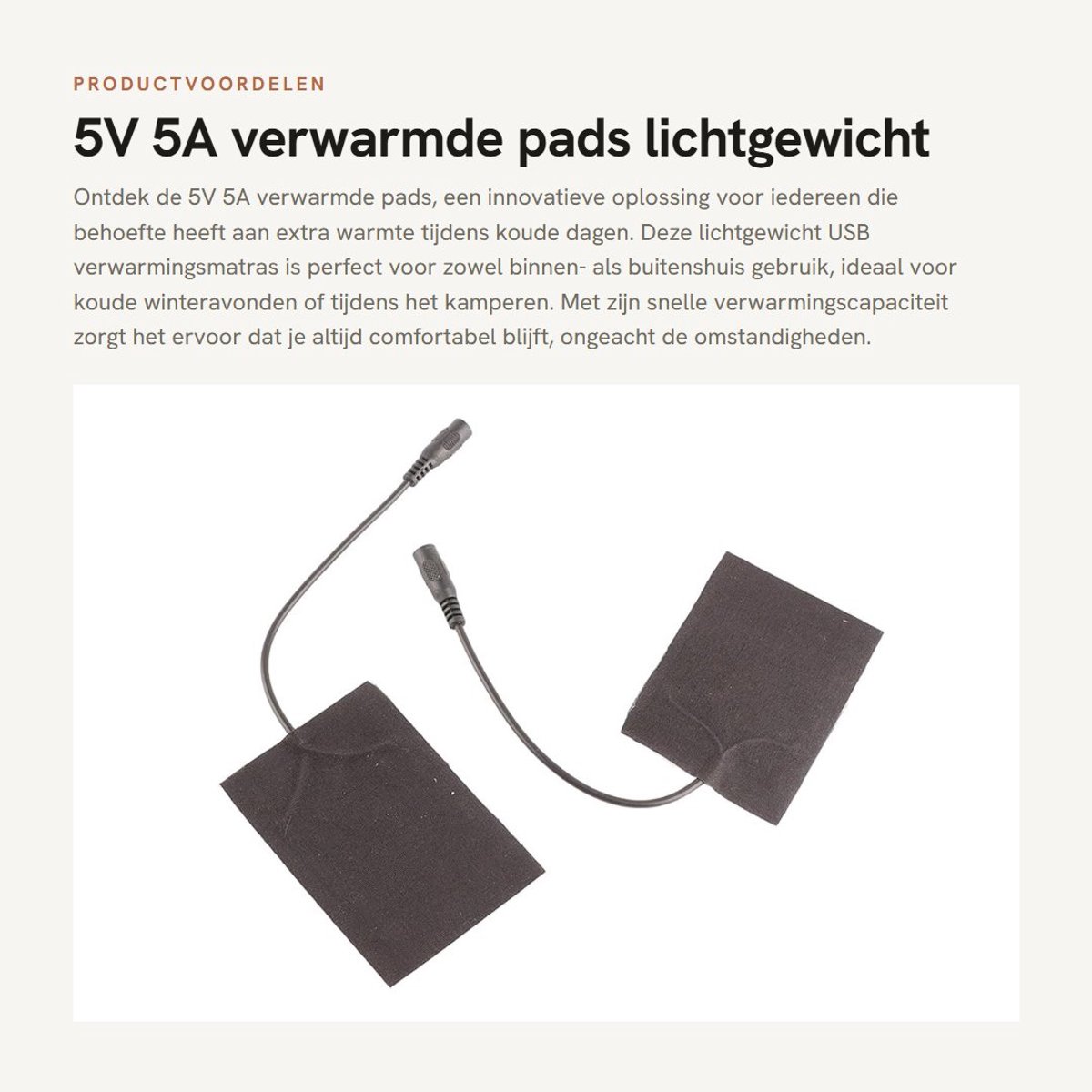 Dailygoods - 5V 5A verwarmde pads - lichtgewicht handwarmer - USB verwarmingsmatras - comfortabel en praktisch - verwarmt snel - ideaal voor buiten