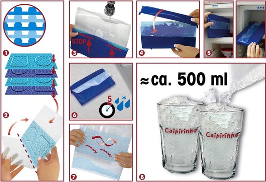 Crushed Ice Maker - IJsvorm Crushed Ice - Cocktails Maken - Inclusief Scheidingsfilms - 27 x 13.5 cm - Blauw — afbeelding 2