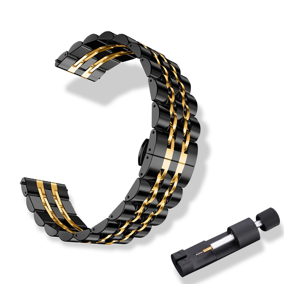 Dailygoods- Horloge Band Gepolijst Roestvrij Staal - Horloge Band 20mm/22mm - Quick Release - Vervangingsband - Elegant Vlindergesp - Inkortbaar met Gereedschap - Horlogeband