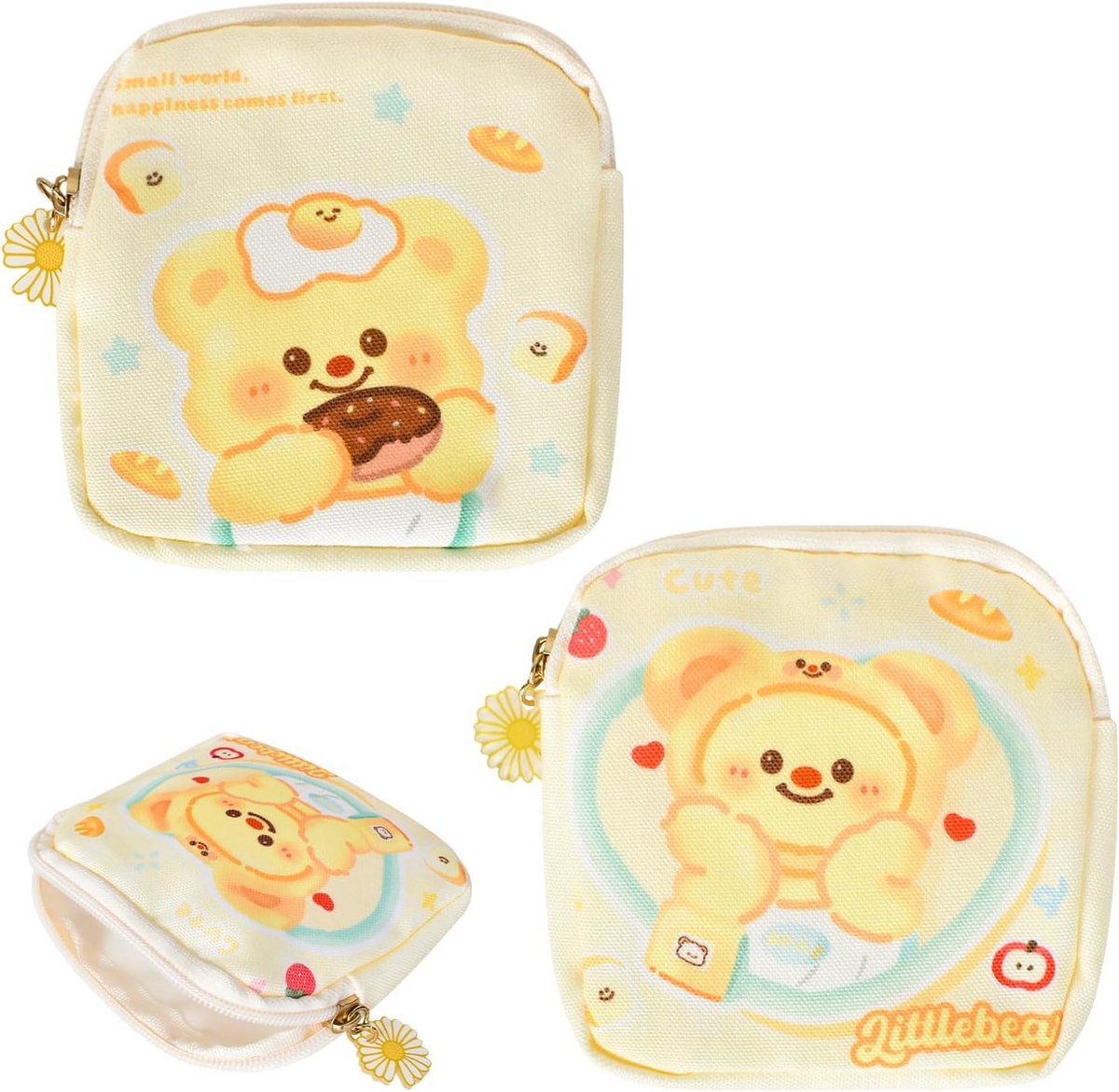 Menstruatiezakjes - Hygiënezakjes - Persoonlijke Opslag - Schattig Cartoon Design - 2 stuks - Geel