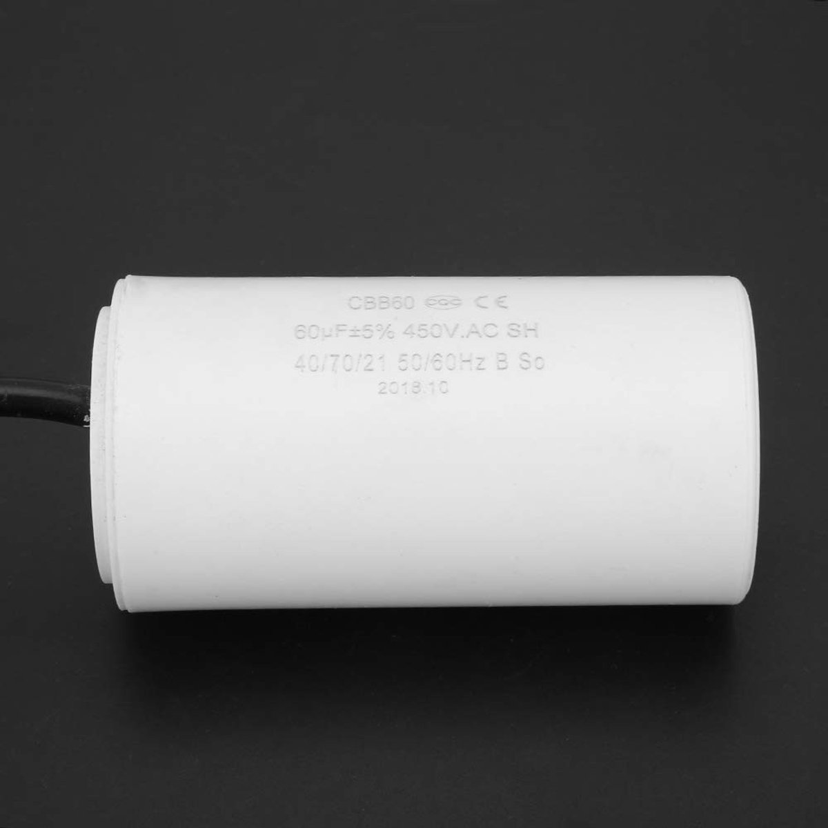 Dailygoods - Motorcapacitor - Duurzame Capacitor voor Huishoudelijke Apparaten - 450V 60uF - Betrouwbare Capaciteit - Lange Levensduur - Geschikt voor...