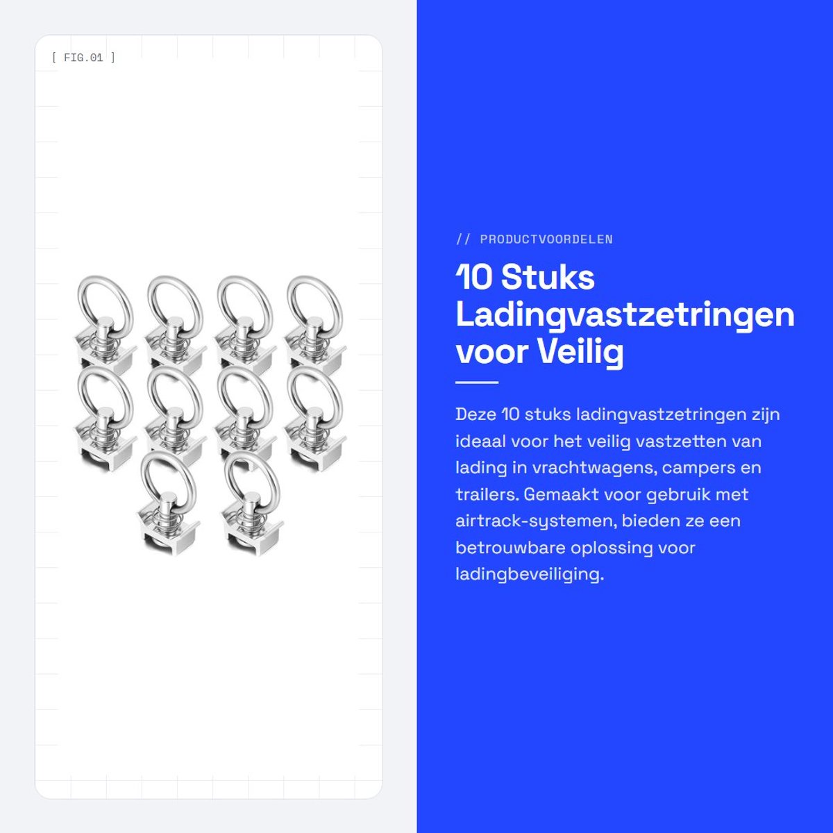 Dailygoods- Ladingvastzetringen 10 Stuks - Eindfittingen - Luchtvaartspoorsystemen - Vrachtwagens/Campers - Veerbelast Boutmechanisme - Snelle Installatie - Vastzetringen