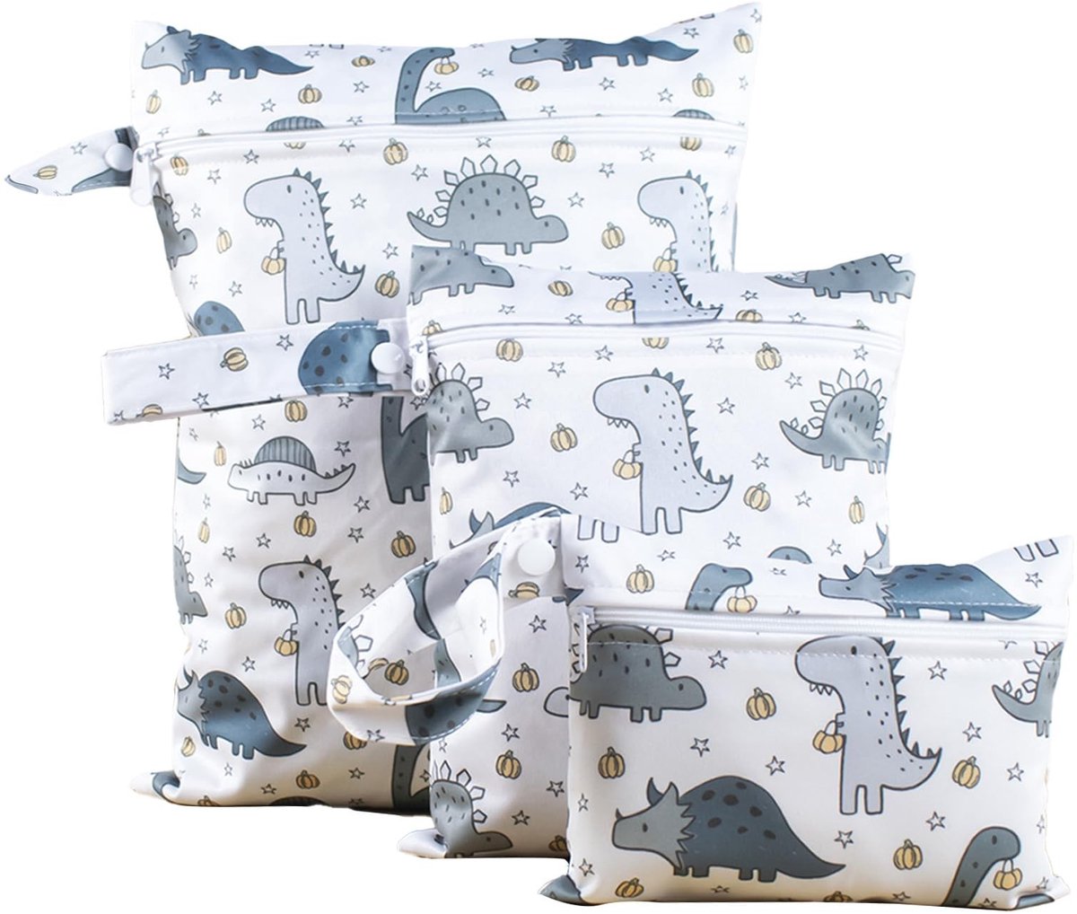 Dailygoods- Luiertassen 3 Stuks - Waterdichte Luiertas - Natte Zak - Organizer voor Babyartikelen - Opvouwbaar - Lichtgewicht en Makkelijk Schoon te Maken - Nat Tas