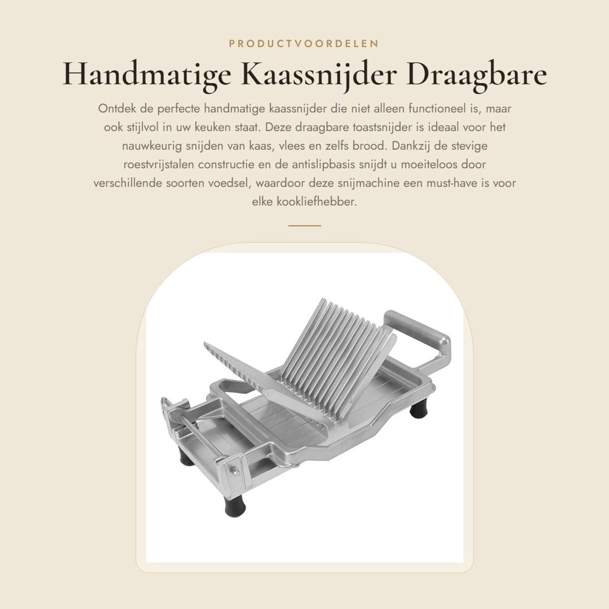 Dailygoods- Kaassnijder Handmatig Draagbare Toastsnijder Roestvrij Stalen Snijder Antislipbasis Lichtgewicht Aluminium 32x17x14cm Snijmachine