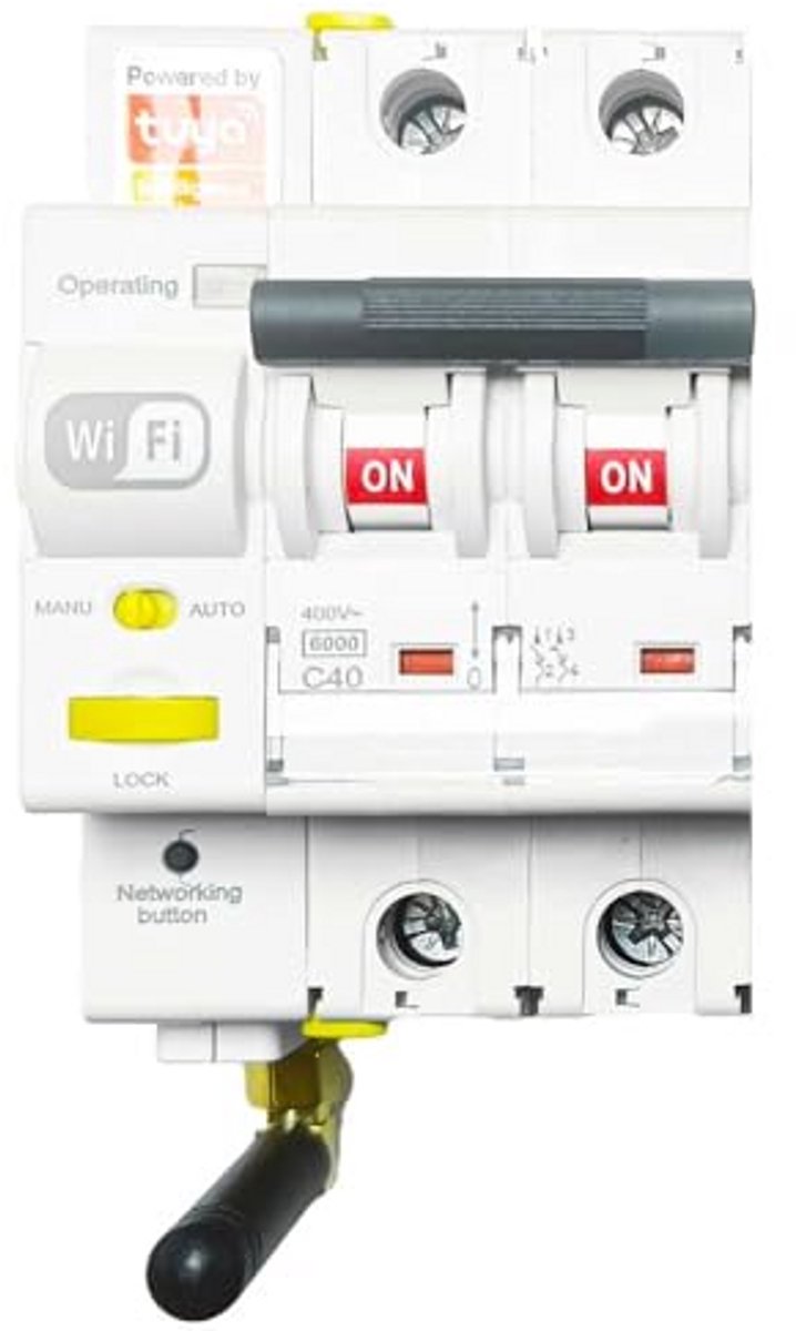 Slimme Installatieautomaat - Magnetothermische Schakelaar - Elektrische Installatie - Wifi Afstandsbediening - 2-polig 10A - Wit