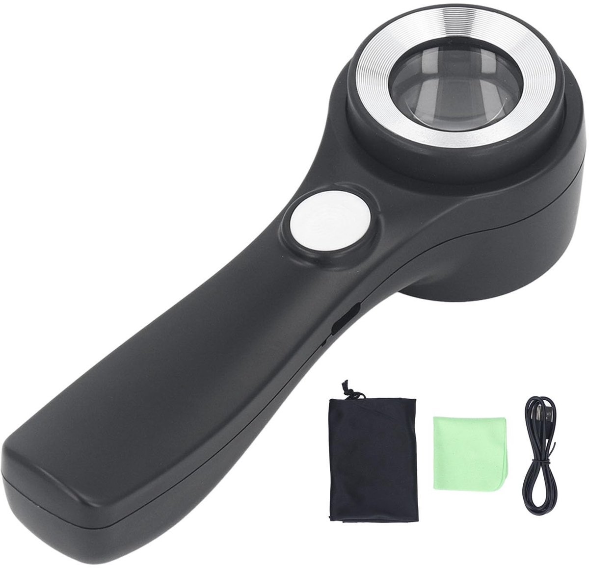 Dailygoods - Vergrootglas met LED-licht - 60X vergroting - Handverlicht en USB oplaadbaar - Ideaal voor lezen - Geschikt voor senioren - Lichtgewicht...