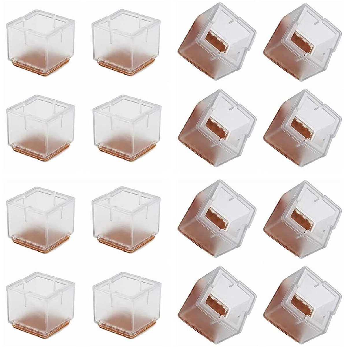 Dailygoods- Vloerglijders 12 Stuks - Transparante Siliconen Beschermers - Vilt Pads - Geschikt voor 30-35mm Meubelpoten - Zacht en Schokbestendig - Meubelbeschermers