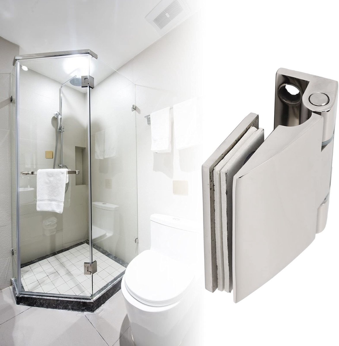 Dailygoods- Douchedeur Scharnier Roestvrij Staal - Scharnier voor Douchedeur - Hinge voor Tempered Glas - Complete Accessoires - Duurzaam en Veilig - Deur Scharnier