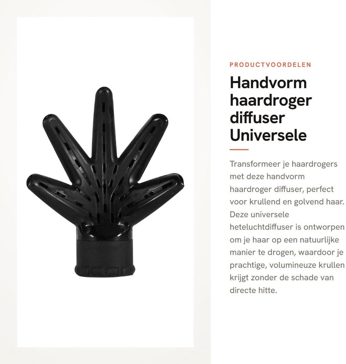Dailygoods - Handvorm haardroger diffuser - Universele heteluchtdiffuser - Voor groot volume - Zwart - Styling voor krullend haar - Ideaal voor natuur...
