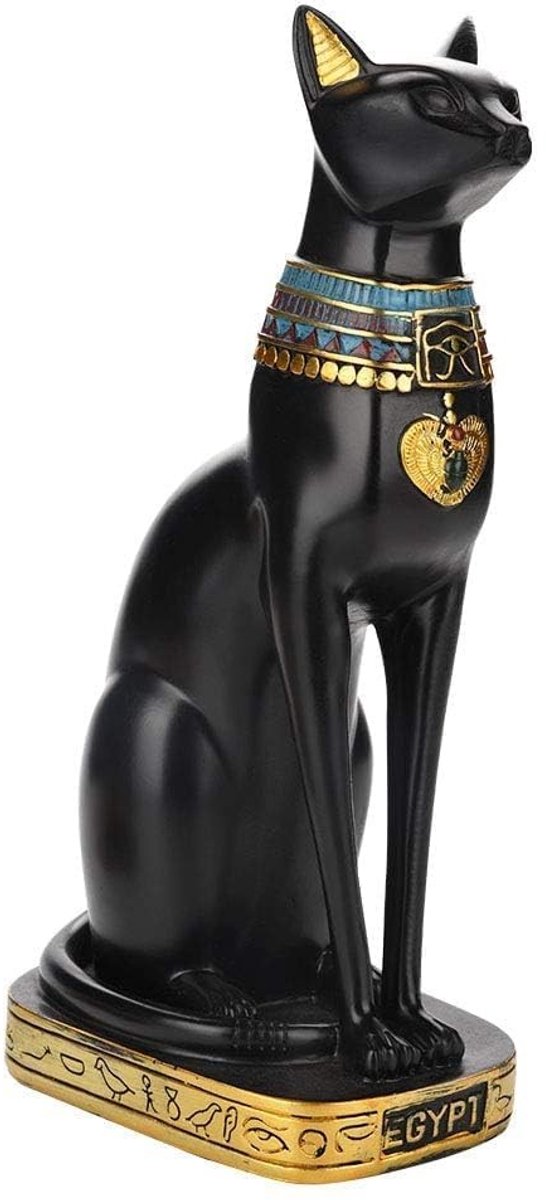 Dailygoods- Beeldje Kat - Handgemaakt Egyptisch Harsbeeld - Decoratie voor Thuis - Beeldjes voor Binnen - Cadeau voor Kattenliefhebbers - Vintage Uiterlijk - Standbeeld