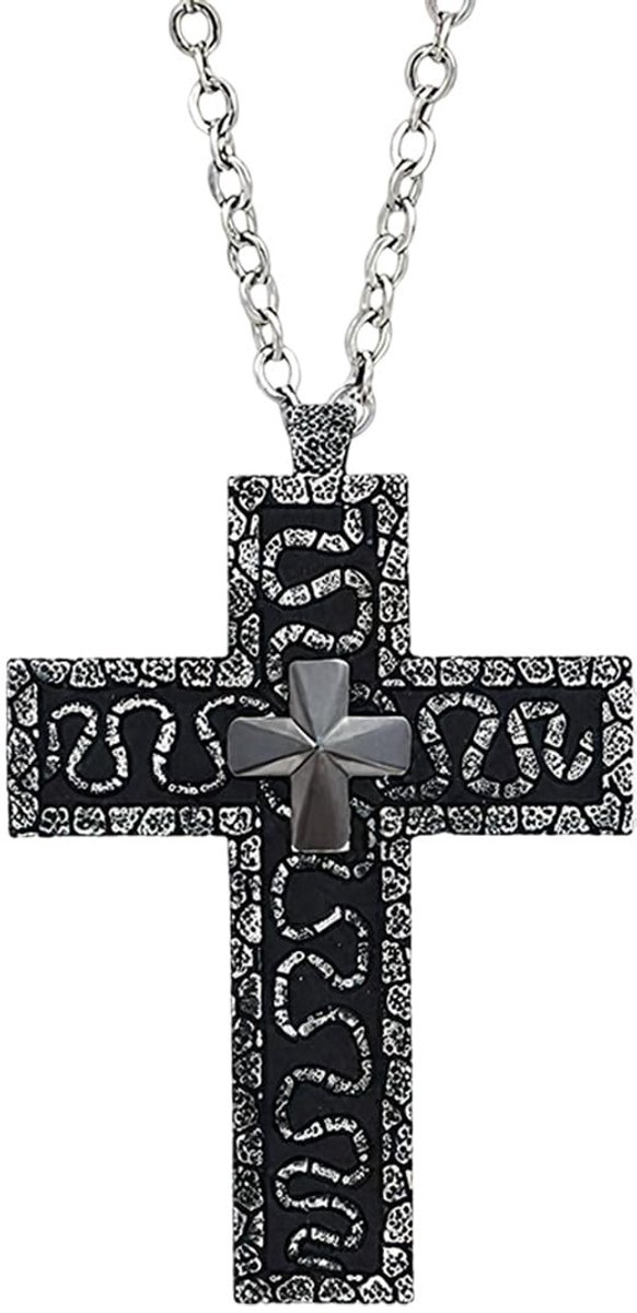 Dailygoods- Ketting Hoogwaardig Roestvrij Staal - Kruis Hanger - 3D Design - Antiek Ontwerp - Verborgen Compartiment - Perfect voor Gotische Stijl - Halsketting