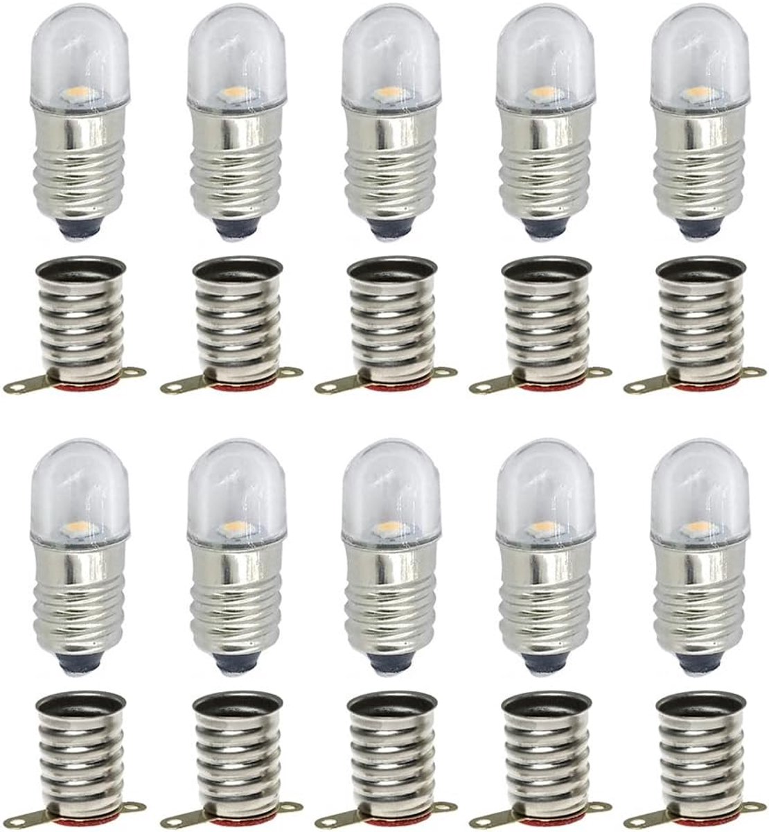 LED Lampjes - Kleine Gloeilampen - Apparatuur Verlichten - Energiezuinig - 10 Stuks - Warm Wit