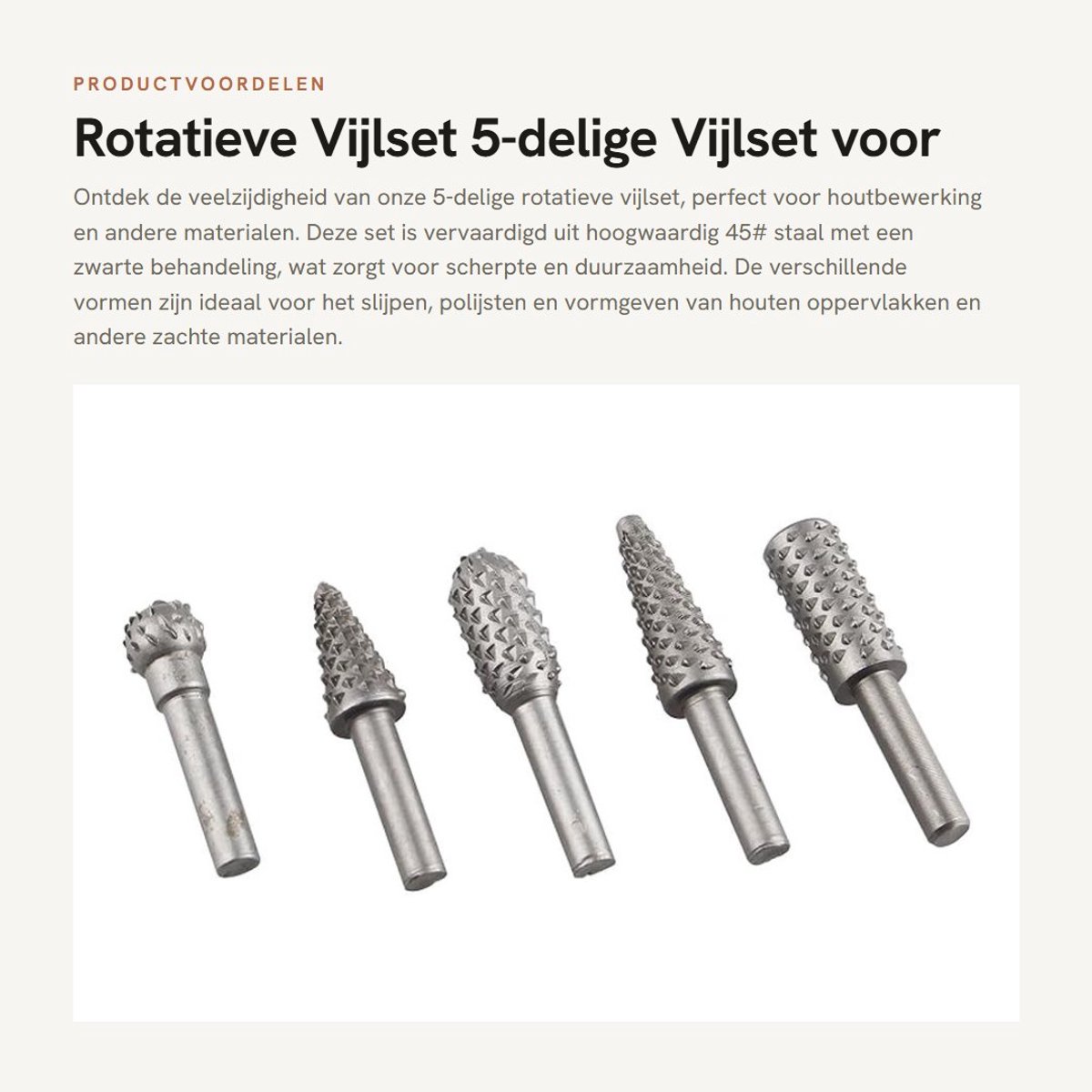 Dailygoods - Rotatieve Vijlset - 5-delige Vijlset voor Houtbewerking - Perfect voor Schuren en Polijsten - Houtbewerking Bits - Ideaal voor Hobbyisten...
