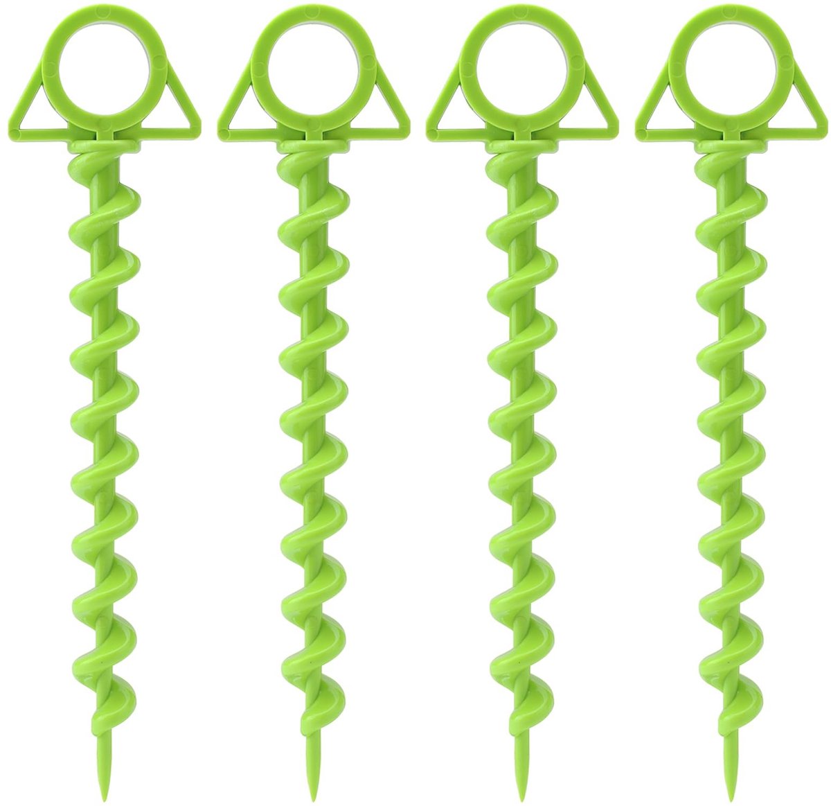 Dailygoods- Schroefharingen 25 cm - 4 stuks - Stormbestendig - Kunststof - Tentharingen - Grondschroeven voor grote tenten - Grondpennen