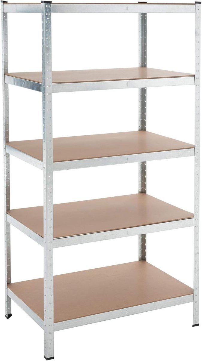 Opbergrek Zware Lasten - Werkplaats Kelderrek - Spullen Organiseren - Schroefloze Montage - 180 x 90 x 60 cm - Verzinkt