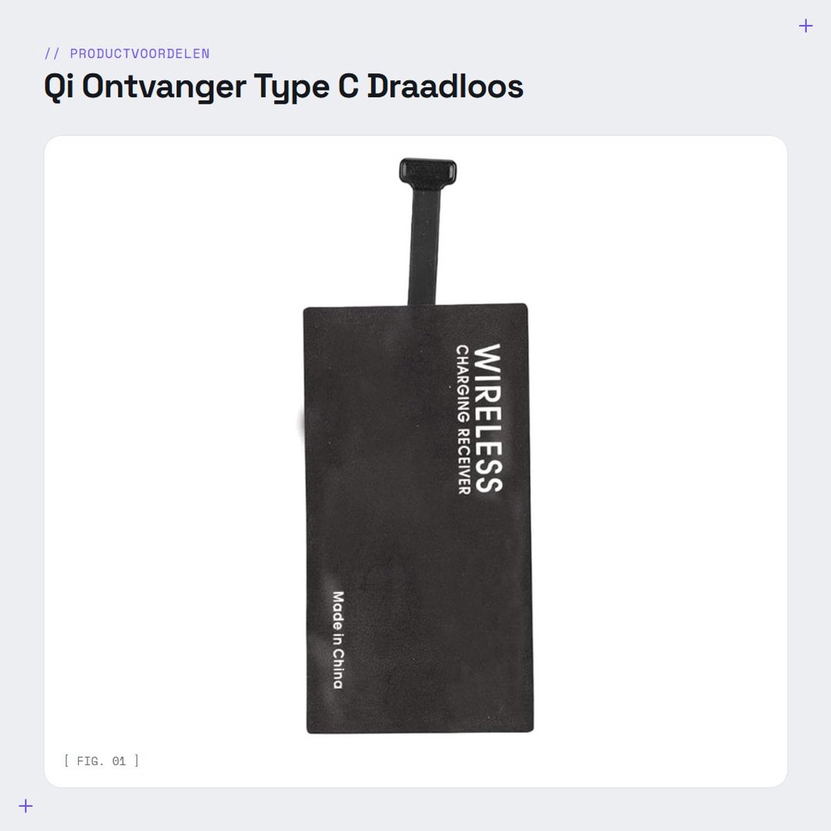 Dailygoods - Qi Ontvanger Type C - Draadloos Opladen - Voor Smartphones en Tablets - Ultradunne Installatie - Verlengde Levensduur - Universele Compat...
