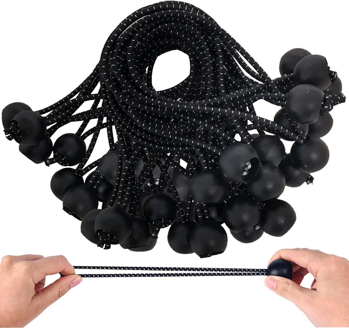 Allecto - Tent rubbers - Tensioners voor tenten - 15 cm - Rubber elastieken - Perfect voor banners en zeilen - Set van 25 stuks