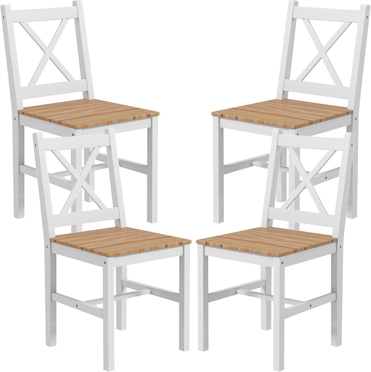 Eetkamerstoelen Set - Keukenstoelen Hout - Comfortabel Zitten - Hoge Rugleuning - 46x41x86